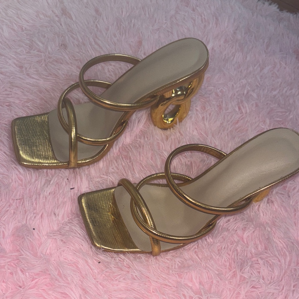 SHEIN Gold Strappy Heels